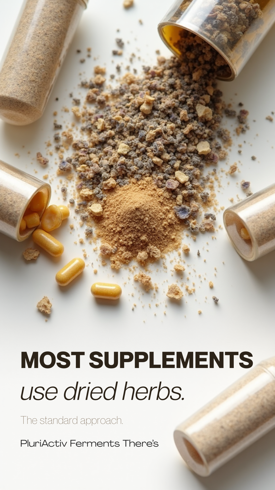 an image depicting the normal practice of most supplements using dried herbs.